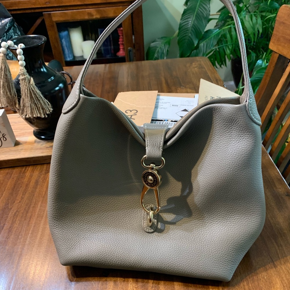 Dooney & Bourke Gray Leather Hobo Bag